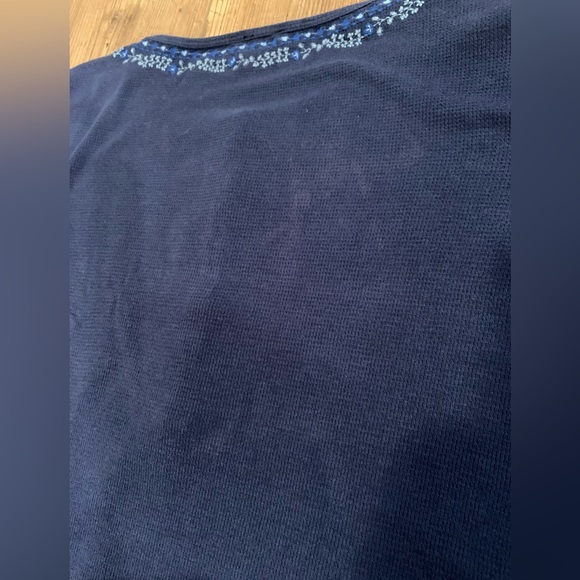 Lucky Brand blue long sleeve top with buttons and embroidery - Picture 4 of 5